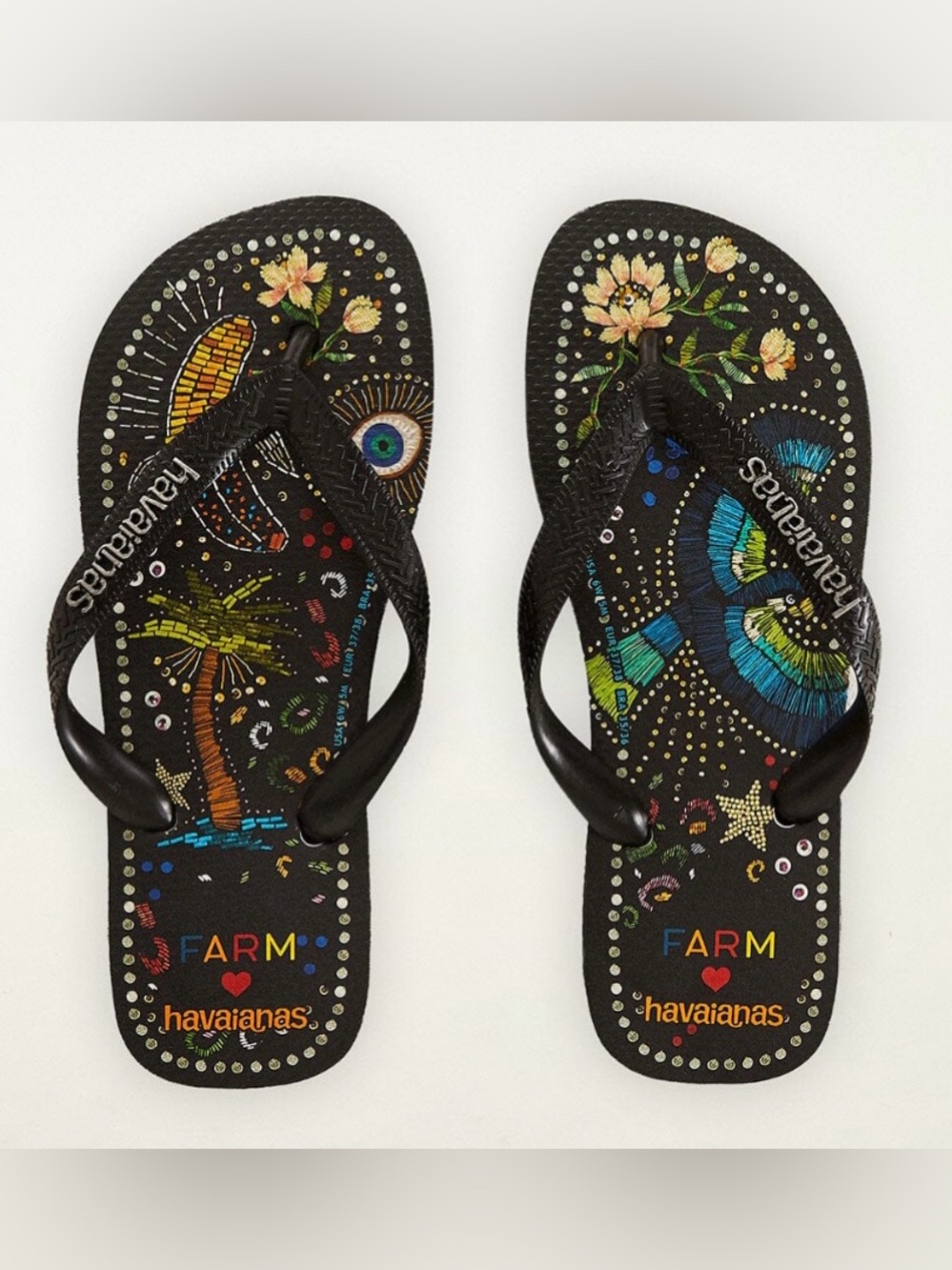 Farm Rio Havaianas Printed Flip Flops - Size 10 - Tropical Beach Sandals